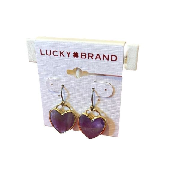 Beautiful Amethyst Colored Heart Drop Earrings - Picture 3 of 6